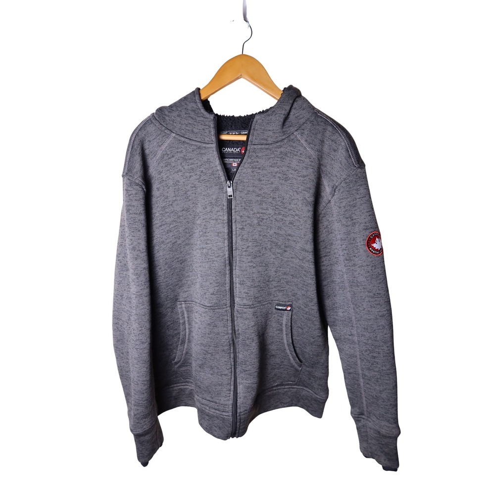 Canada Weather Gear Heritage Series Sherpa Fleece Lined Hoodie Grey Mens Large